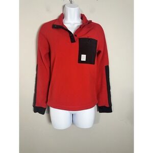 Topo Designs Women's Mountain Fleece Pullover | Red & Black | Polartec | XS